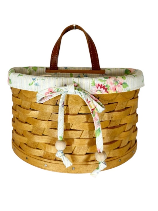 Longaberger Other - LONGABERGER 2006 Small Scalloped Pocket Hanging Basket Floral & Plastic Liner